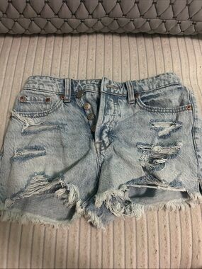 Aeropostale Light Blue Distressed Denim Jean Shorts